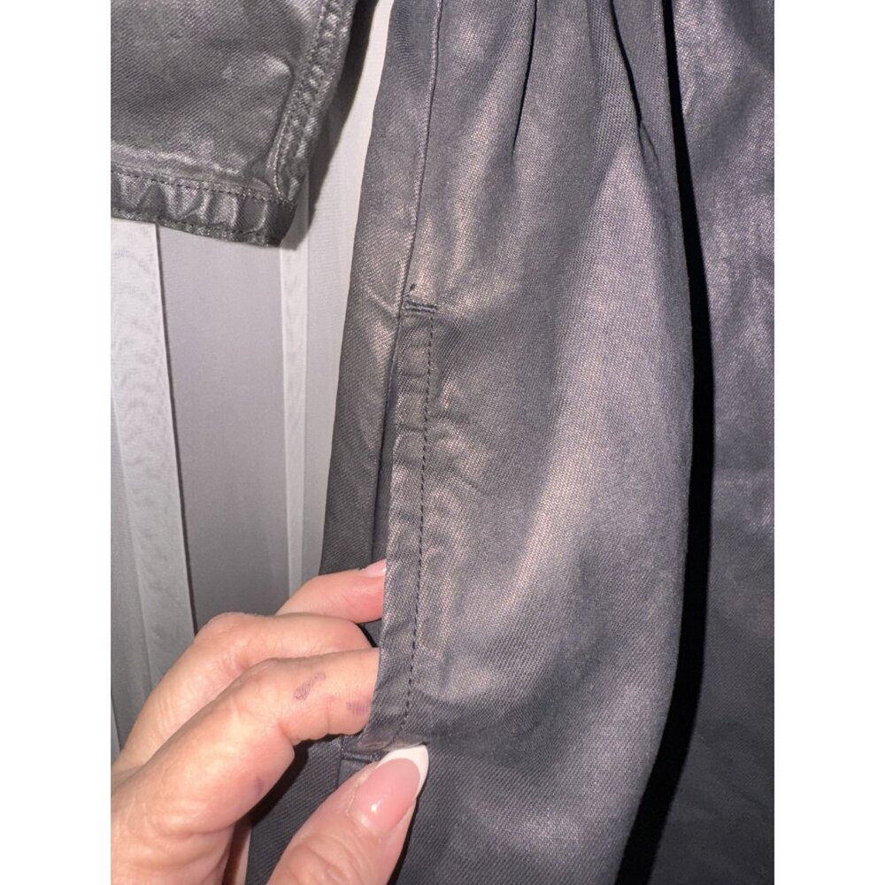 Small Black label levi's Long sleeve Button-Up Dress Pockets coated denim Elasti - Picture 4 of 7